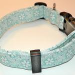 Light Blue Dog Collar With White Flowers Size Xl..