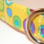 Yellow Dog Collar - Bright Colored Shapes..