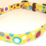 Yellow Dog Collar - Bright Colored Shapes..