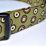 Olive Green Dog Collar With Circles Size Xs..