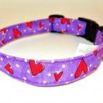 Purple & Red Dog Collar With Hearts..