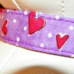 Purple & Red Dog Collar With Hearts..