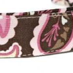 Dog Collar - Brown & Pink Paisley Xs..