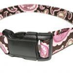 Dog Collar - Brown & Pink Paisley Xs..