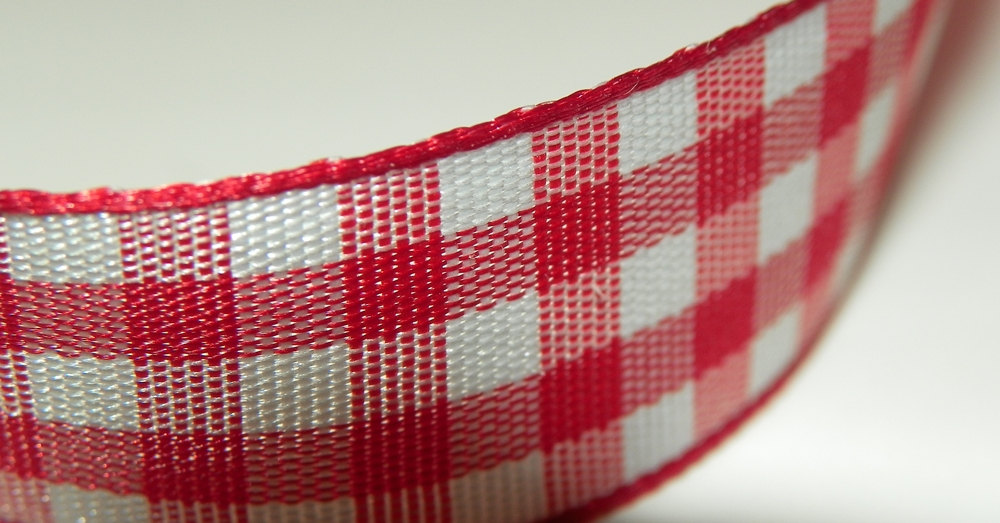 Red Gingham Ribbon - 3 Yards 5/8" Wide