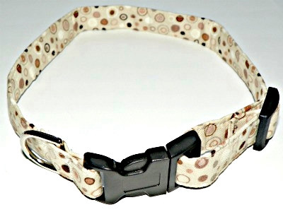 Tan & Brown Dog Collar With Dots And Circles Size Xs 7-11"