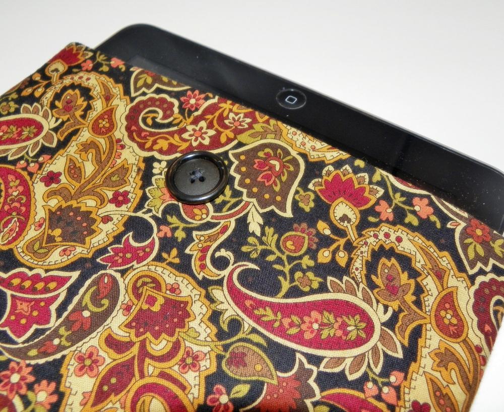 Ipad 1, Ipad 2 Cover/sleeve - Rich Gold, Red And Black Paisley