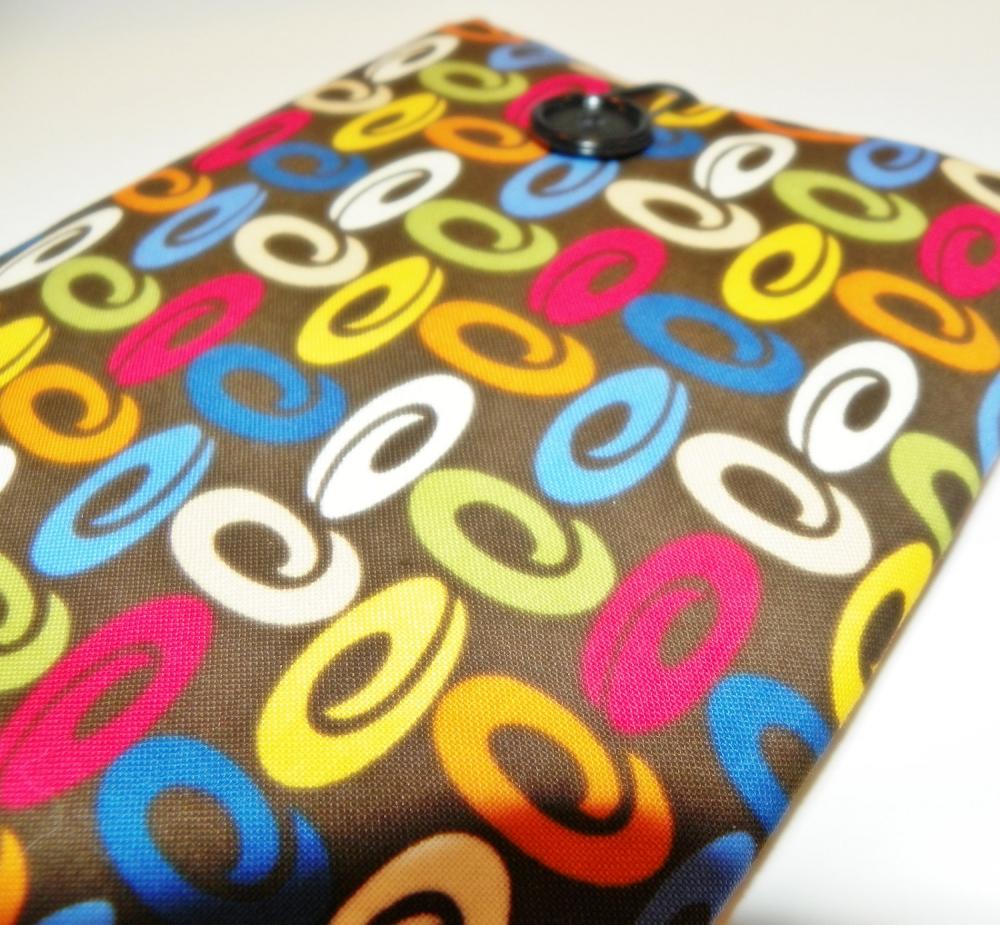 E-reader Sleeve/cover, Nook Cover, Kindle Cover, Brown With Red, Yellow, Blue